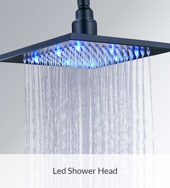 20" Stainless Steel Multi Color Water Powered LED Shower